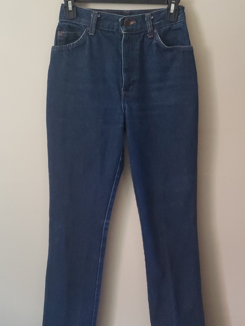 Vintage 80's chic High-Rise Straight Jeans in Dark Blue